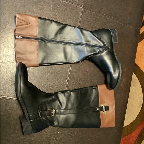 Brown/black knee high boots - Picture 3 of 5